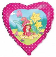 Фигура 18" Сердце Девочка Земляничка в цветах 201681 - Многошароff: товары для праздника и воздушные шары оптом