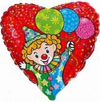 Фигура 18" Сердце Клоун с шарами 201678 - Многошароff: товары для праздника и воздушные шары оптом
