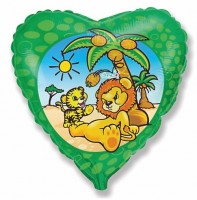 Фигура 18" Сердце Лев под пальмой 201629 - Многошароff: товары для праздника и воздушные шары оптом