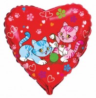 Фигура 18" Сердце Милые котята 201696 - Многошароff: товары для праздника и воздушные шары оптом