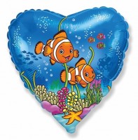 Фигура 18" Сердце Рыбки клоуны 201653 - Многошароff: товары для праздника и воздушные шары оптом