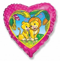Фигура 18" Сердце Влюблённые львы 201631 - Многошароff: товары для праздника и воздушные шары оптом