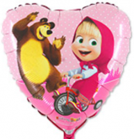 Фигура 18" Сердце Маша и Медведь 18025 Gr - Многошароff: товары для праздника и воздушные шары оптом