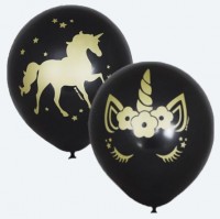 Воздушные шары Единорог с 2ст рис 12" металлик Black - Многошароff: товары для праздника и воздушные шары оптом