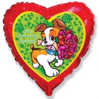 Фигура 18" Сердце Собака с букетом - Многошароff: товары для праздника и воздушные шары оптом