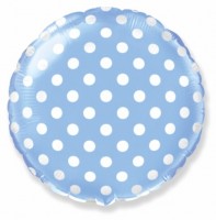 Фольгированный Круг 18" Точки, голубой FM - Многошароff: товары для праздника и воздушные шары оптом