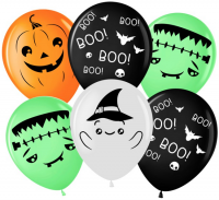 Воздушные шары Привидения на Хэллоуин 5ст рис 12"пастель ВВ - Многошароff: товары для праздника и воздушные шары оптом
