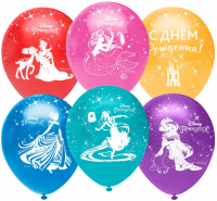 Воздушные шары С ДР Принцессы с 5ст рис 12" паст Ор - Многошароff: товары для праздника и воздушные шары оптом