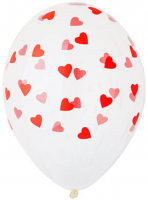Воздушные шары Сердца красные 5ст рис 14" кристалл Belbal - Многошароff: товары для праздника и воздушные шары оптом