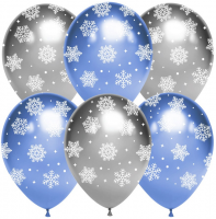 Воздушные шары Снежинки 5ст рис 12" Хром ДБ - Многошароff: товары для праздника и воздушные шары оптом