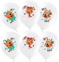 Воздушные шары Три кота цв.рис 12"пастель ВВ - Многошароff: товары для праздника и воздушные шары оптом
