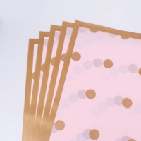 Пленка матовая Квадрат Горошек 58*58см,Золотой на розовом - Многошароff: товары для праздника и воздушные шары оптом