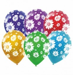 Воздушные шары Ромашки с 5ст рис 12" пастель+декоратор М - Многошароff: товары для праздника и воздушные шары оптом