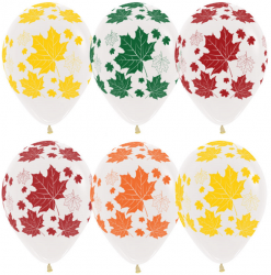Воздушные шары Разноцветные листья 5ст рис 12" кристалл ВВ - Многошароff: товары для праздника и воздушные шары оптом